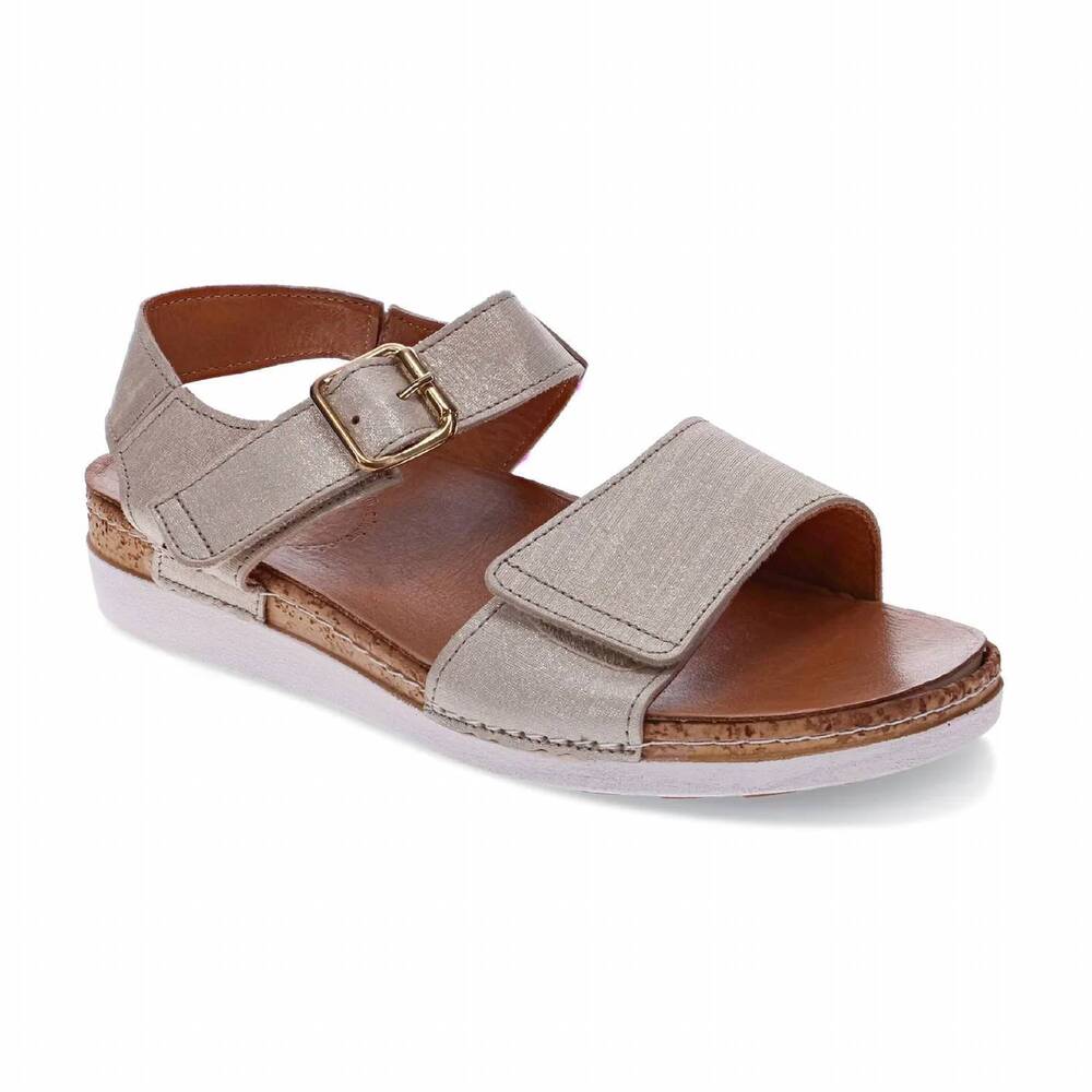 NEW REVERE women’s georgia sandal in gold linen